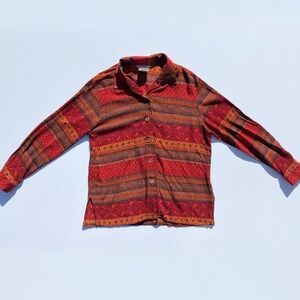 Vintage Stonebridge Bohemian Western abstract paisley print button up size Small